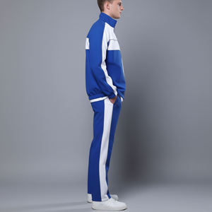 <b>Men's</b> Blue White Color Blocking Track Suit Set Turn-Down Collar Zip-Up <b>Jacket</b> Pants Breathable Knitted <b>Men's</b> Windbreaker Sets - Product Image 6