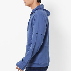 เสื้อสเวตเชิ้ตมีฮู้ดสีน้ำเงินสำหรับผู้ชาย ทรงปกติ ผ้าฝ้ายถัก สวมใส่สบายๆ สำหรับฤดูใบไม้ร่วง - Product Image 3
