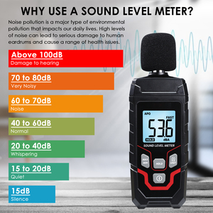 Sonometre portable haute précision 30~130dB, testeur de bruit, sonomètre avec écran LCD rétroéclairé, indicateur de batterie faible pour la maison - Product Image 5