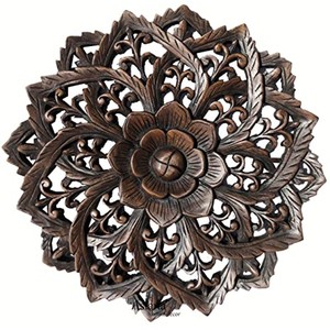 Sculpture artisanale en bois de Jatoba en forme de fleur de lotus, vente en gros |   Moradabad - Product Image 1