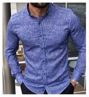 Setelan Kemeja dan Celana Kasual Pria Bahan Polyester/Katun Lengan Panjang Kancing Cepat Kering Ringan Bernapas Solid Tanpa Jahitan Sambungan Rapi Musim Semi
