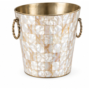 Seau à glace de luxe en nacre avec intérieur métallique et poignées en laiton – Rafraîchisseur élégant pour champagne et vin, idéal pour hôtels et bars à domicile - Product Image 1