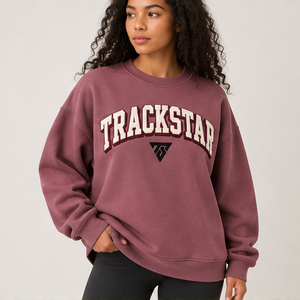 Sudadera de cuello redondo para mujer, color morado polvoriento, con letras estilo universitario, manga larga, hombros caídos, logotipo personalizado - Product Image 2