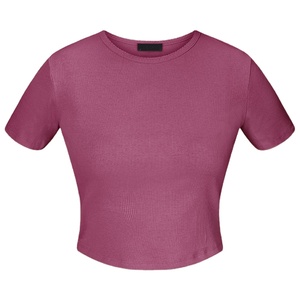 เสื้อยืดคอกลมแขนสั้นสำหรับผู้หญิงเสื้อยืดธรรมดาธรรมดาธรรมดาแบบลำลองออกแบบได้ตามต้องการส่งออกจากโรงงานบังคลาเทศ - Product Image 4