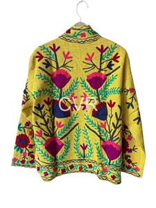 Poncho en tricot pour femmes grandes tailles, col mandarin, manches longues, motif floral brodé à la main, style bohème, vêtement d'extérieur pour le printemps - Product Image 2