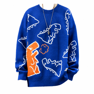 Pull-over personnalisé pour homme, anti-plis, tricoté à la machine, col rond, décontracté, motif décoratif sur le devant, manches longues, hiver, vente en gros - Product Image 1