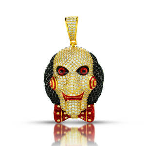 Colgante de máscara de payaso VVS Lab Grown Diamond 925 Collar de plata esterlina en Europa y América Street Style - Product Image 1