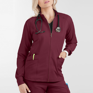 Women's Polar Fleece Scrub Warm Up Jacket with Embroidery Options Full Zip <b>Mock</b> <b>Neck</b> Medical Workwear for Nurses - Product Image 6