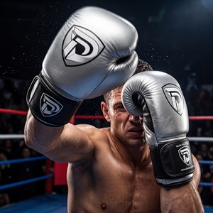 Dumela International <b>Silver</b> Shield Series Boxing <b>Gloves</b> High-Grade Leather Professional Fight Gear Customizable Color Logo - Product Image 5