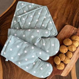 Factory Wholesale Pure Cotton Waterproof Diamond Quilted Wrist-Length Heat-Resistant <b>Gloves</b> for Household Kitchen Ovens - Product Image 5