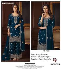Colección de Trajes Plazzo-Dupatta de Georgette Pesado de Alta Calidad con Bordado y Trabajo Zarkan, Proveedor de India - Product Image 3