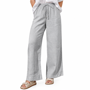 Pantalones casuales de lino 100% hechos a medida de secado rápido de cintura media estilo Cargo elástico transpirable lino para verano otoño bajo MOQ ODM - Product Image 4