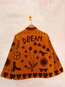 Ethnic Mustard Yellow Embroidered <b>Velvet</b> <b>Jacket</b> With Folk Art Pattern Full Sleeve Stand Collar Bohemian Women's Autumn Coat - Product Image 2