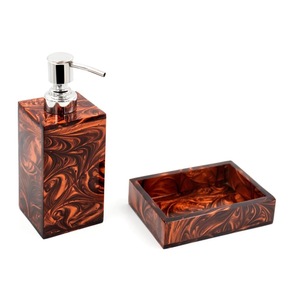 Juego de Baño Redondo Portátil Moderno de Tres Piezas de Resina Acrílica Azul Cielo de Lujo de ILAHI con Diseño Floral Uttar Pradesh - Product Image 4