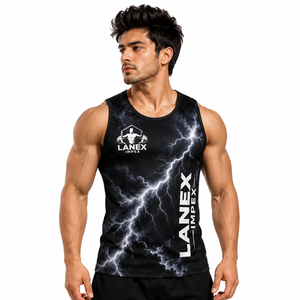 Custom Black Lightning Gym Tank Top for Men 3D Sublimation Bodybuilding <b>Stringer</b> <b>Vest</b> Sleeveless Fitness Workout Sportswear OEM - Product Image 2