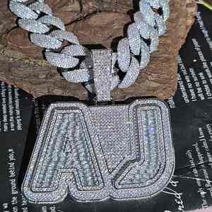 Colgantes y Dijes de Plata 925 con Moissanita VVS D Iced Out, Joyería Fina Hip Hop, Alternativa de Diamante Certificada GRA, Letras Personalizadas - Product Image 1