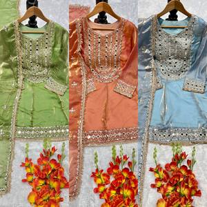 Elegante Salwar Kameez con Bordado Intenso para Mujer |   Ropa Festiva Premium con Dupatta |   Disponible en 3 colores - Product Image 5