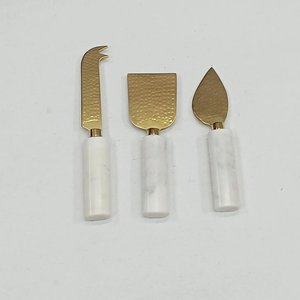 Home Restaurant Usage Royal Cheese Butter Spreader Sets Green Marble Handle Stainless Steel Blade Gold Color Dishwasher <b>Safe</b> - Product Image 3