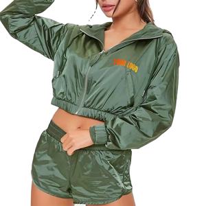 OEM/ODM survêtement d'hiver pour femmes personnalisé imprimé léger en nylon fermeture éclair coupe-vent short et veste courte vêtements d'hiver - Product Image 1