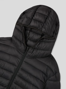 High Quality Street Style Black Men's Winter Canvas Quilted Custom Made <b>Zip</b> Stand Collar Puffer Jacket with <b>Front</b> Logo - Product Image 6