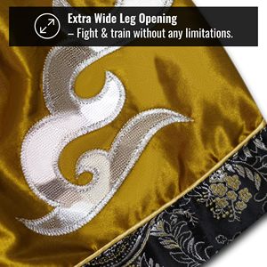 <b>Men's</b> High Waist Satin <b>Shorts</b> Color Blocked Gold And Cream Paisley Trim Casual Style Elastic Waist - Product Image 4