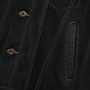 Customizable Men's Classic Trucker Jacket Genuine Sheepskin Shirt Collar Mustard Charcoal Grey Casual Smooth Lightweight Leather - Product Image 3