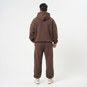 Ensemble de survêtement décontracté pour homme en molleton 100% coton, comprenant un sweat à capuche à manches longues avec cordon de serrage à la taille et un pantalon large - Product Image 2