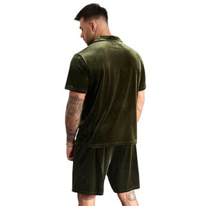 Ensemble chemise et short brodés RABUSH SPORTS en velours uni 100 % laine respirante de haute qualité pour homme – Pull doux d'été - Product Image 4