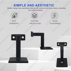 Modern <b>Black</b> Metal Handrail <b>Bracket</b> Heavy Duty Staircase Wall Mount Support Square Tube Railing Holder - Product Image 3
