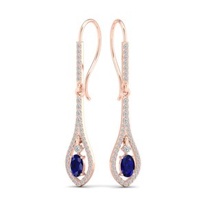 REYES New Arrival 925 Sterling <b>Silver</b> Oval Cut 1Ct Blue Sapphire Gemstone Earrings Exquisite GRA Certified Moissanite Jewelry - Product Image 1