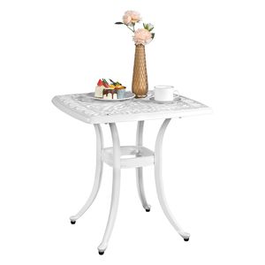 Tavolo Quadrato e Tavolino Laterale in Alluminio Pressofuso per Esterni, Elegante Set da Bar o Cocktail per Patio, Giardino o Bordo Piscina - Product Image 3