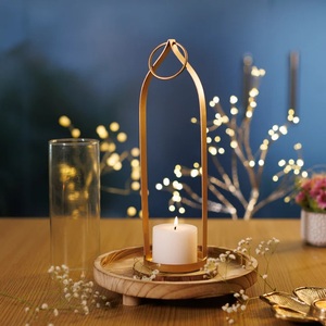 Durability Metal Candle Holder Spray Printing Handcrafted Glass for Home Decor Living Room Dining Area Events Includes Candle - Product Image 1