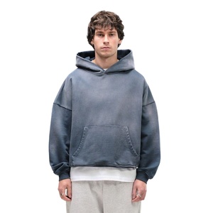 Sweat-shirt à capuche délavé à l'acide 480 GSM en molleton de coton, coupe oversize, style streetwear vintage, personnalisable OEM, marque privée, fabrication en usine - Product Image 1