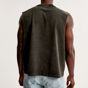 Custom <b>Mens</b> Heavyweight Sleeveless <b>Cropped</b> Tee Gym Muscle Tank <b>Top</b> Workout Training Streetwear Durable Premium Stonewashed - Product Image 3