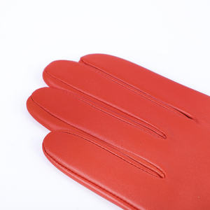 Red Leather Wrist Length <b>Gloves</b> Plain Style Unlined Winter Casual Daily Use - Product Image 5