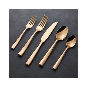 Flat Handle Unique Design <b>Gold</b> Plated Cutlery Set Stainless Steel Golden Flatware Set Antique <b>Vintage</b> Design for Home Party Use - Product Image 1