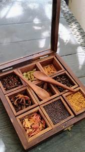 Traditional Kitchen Square Shape Six Compartment Wooden Spice <b>Boxes</b> for Spice and <b>Herbs</b> Organizing Purposes <b>Herb</b> & Spice Tools - Product Image 4