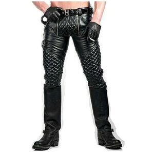 กางเกงหนังนิ่มแบบเย็บลายพร้อมซิป - Product Image 1