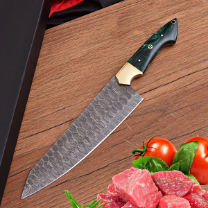 Couteau de Chef de Cuisine Moderne de Style Japonais en Acier Damas Fait Main, Manche en Résine Ambidextre de 8-9,9 pouces, Couteaux Écologiques - Product Image 1