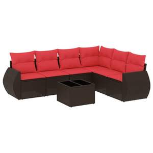 Juego de sofás de jardín de ratán sintético marrón de 7 piezas con cojines - Product Image 2