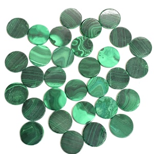Disques de pierres précieuses polies, ronds et plats, en Malachite verte, Lapis-lazuli bleu, Agate rouge et Cornaline - Product Image 1