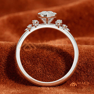 Minimalist Pear Cut 925 <b>Sterling</b> <b>Silver</b> <b>Ring</b> | Bezel <b>Set</b> Teardrop Moissanite Engagement <b>Ring</b> | Asymmetrical Cluster Promise <b>Ring</b> - Product Image 3