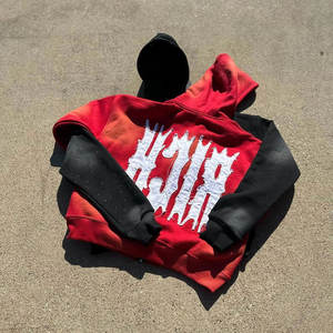 Sudadera con Capucha para Hombre, Otoño, Bordes sin Rematar, Detalles Bordados, Teñido con Pigmentos, Diseño Desgastado, Impresión Digital, Tela de Forro Polar, Color Personalizado - Product Image 5