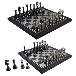 Brass <b>Chess</b> Players With Black and Silver Finishing Design <b>Chess</b> <b>Game</b> Wooden Base Indoor <b>Game</b> for Tableware - Product Image 3