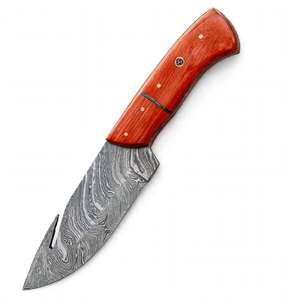 Handcrafted Patterned Steel Ornate Utility <b>Craft</b> <b>Tool</b> Segmented Red Wood Handle Executive Display Piece - Product Image 1