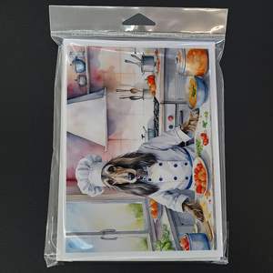 Whimsical A7 Tamaño 5x7 Tarjetas de notas en blanco 'Afghan Hound the Chef' Design Pack de 8 con sobres para saludos - Product Image 3