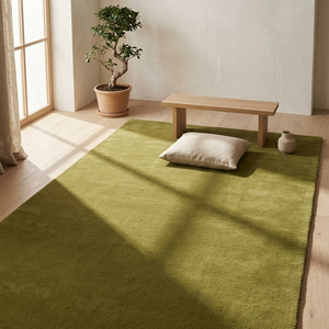 Tapis en laine vert olive naturel fait main, antidérapant, à motifs géométriques, pour salon, chambre, salle à manger, décoration moderne de la maison - Product Image 1