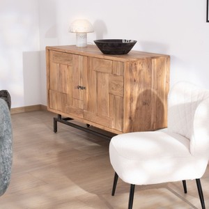 Vandana Autumn Value 2-door <b>sideboard</b> with acacia wood inset fronts Puzzle 120 cm - Product Image 2