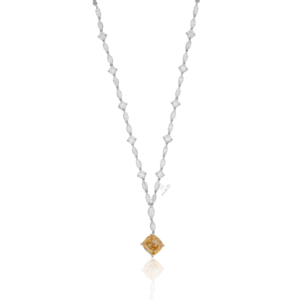 Collier pendentif en diamant jaune taille coussin, cultivé en laboratoire, or blanc, bijoux de luxe pour mariée, cadeau pour femme - Product Image 6