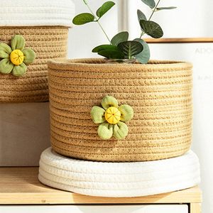 Panier en corde de coton décoratif multi-usages, bac à jouets, organiseur de rangement pour serviettes et oreillers, pour la décoration de la maison - Product Image 2
